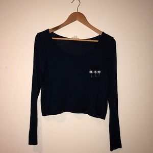 Palm Tree Detailed Cropped Long Sleeve